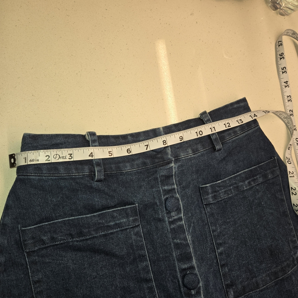 Free People Denim Womens Blue Midi Making Me Crazy Button Fridge Retro Skirt - Picture 5 of 11